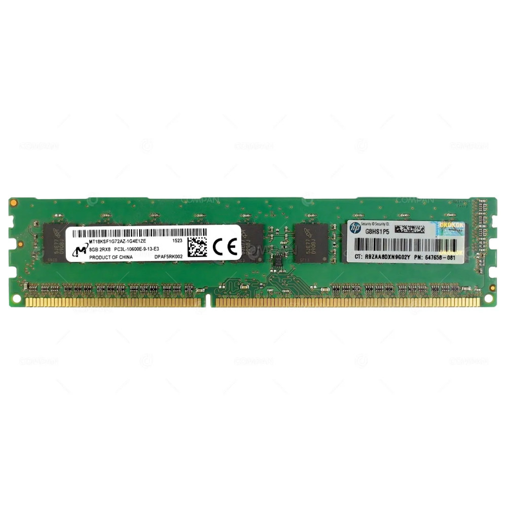 647658-081 HP DDR3 8GB 2RX8 PC3L-10600 1333MHZ UDIMM CAS 9-9-9